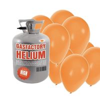 Helium tank met 50 oranje ballonnen - thumbnail