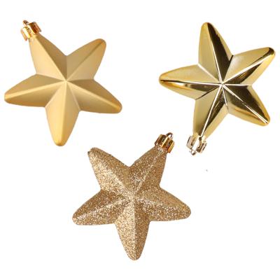 Decoris kersthanger sterren - 6x st - goud - 7 cm - kunststof - kerstornamenten