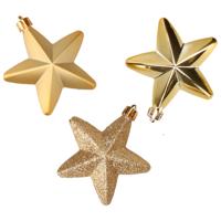Decoris kersthanger sterren - 6x st - goud - 7 cm - kunststof - kerstornamenten
