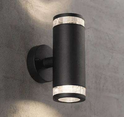 Buitenlamp zwart up & downlighter &apos;Birk&apos; Nordlux GU10 IP44 waterdicht