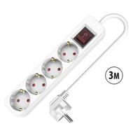 4-voudige Stekkerdoos met Schakelaar TM Electron 3680 W Wit (3 m) 4-voudige Stekkerdoos met Schakelaar TM Electron 3680 W Wit (3 m)
