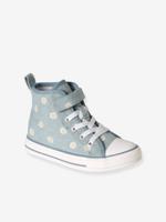 Synthetische hoge baskets voor kinderen jeansblauw