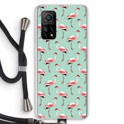 Flamingoprint groen: Xiaomi Mi 10T 5G Transparant Hoesje met koord