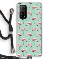Flamingoprint groen: Xiaomi Mi 10T 5G Transparant Hoesje met koord