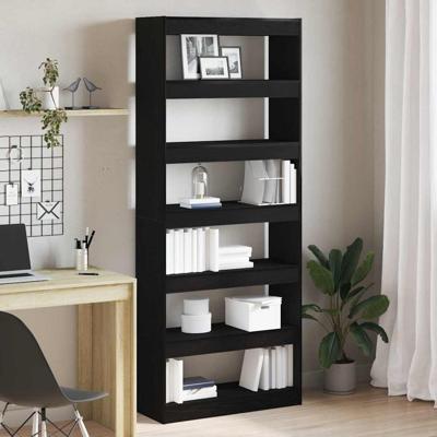 Boekenkast met plank Zwart eiken 80 x 30 x 198 cm Bewerkt hout