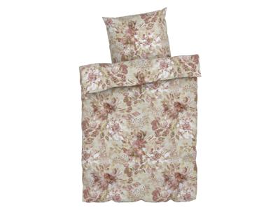 LIVARNO home Dekbedovertrek 140 x 200 cm (Bloemen/bruin)