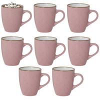 Gerimport Koffie / thee mok Sweets - 8x stuks - roze - 350 ml - keramiek