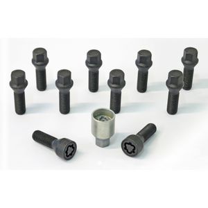 H&R Wielboutenset konisch M14x1.25 - Lengte 50mm - Zwart - 10 stuks - incl. wielsloten HRB14255001SET