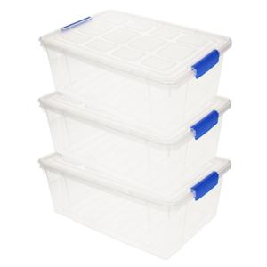 Plasticforte Opbergbox met deksel - 3x stuks - 9 liter - transparant - kunststof