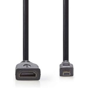 High Speed HDMI-kabel met Ethernet | HDMI-micro-connector - HDMI female | 0,2 m | Zwart