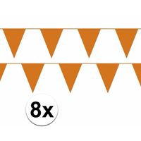 8x oranje plastic slingers 80 meter   -
