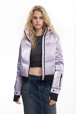 Metallic gewatteerde jas - RED - L