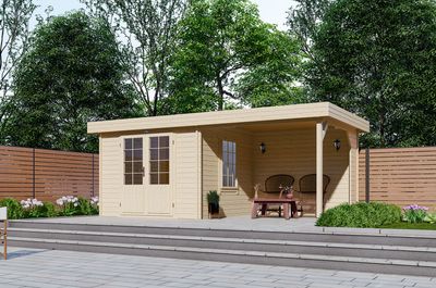Interflex 3031Z Blokhut 300x300 cm 40 mm vuren groen geïmpregneerd Interflex 3031Z Blokhut 300x300 cm 40 mm vuren groen geïmpregneerd