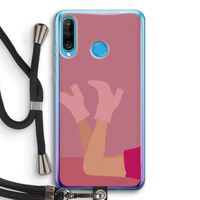 Pink boots: Huawei P30 Lite Transparant Hoesje met koord Pink boots: Huawei P30 Lite Transparant Hoesje met koord