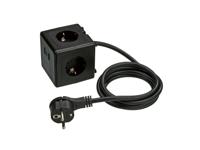 TRONIC Kubus-stekkerdoos met USB-aansluitingen (Zwart)