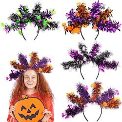 Halloween grote hoofdband met lange pluizige strips - kleurrijke feesthoofddeksels voor spookachtige feesten, perfect voor verkleedfeestjes en feestelijke evenementen Lightinthebox