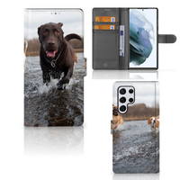 Samsung Galaxy S22 Ultra Telefoonhoesje met Pasjes Honden Labrador - thumbnail