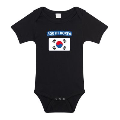 South-Korea romper met vlag Zuid-Korea zwart voor babys