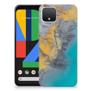 Google Pixel 4 TPU Siliconen Hoesje Marble Blue Gold