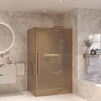 Douchecabine Sanivo Tira Met Vast Paneel Champagne Glas Met Montagesets Geborsteld Brons