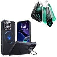 iPhone 17 Bundle Cyber Tough Magnetic Case (Camera Control, Stash Stand) and Armorite Screen Protector - Black