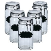 Weckpot/inmaakpot - 10x - 750 ml - glas - met beugelsluiting - incl. etiketten - thumbnail