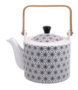 Zwart-Witte Theepot - Nippon Black - 1400ml 14x15cm