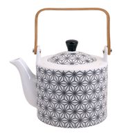 Zwart/Witte Theepot Ster - Nippon Black - 14 x 15cm 1400ml - thumbnail