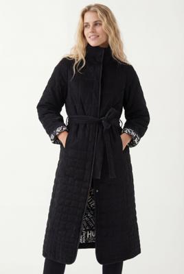 Padded jas met ceintuur - BLACK - L