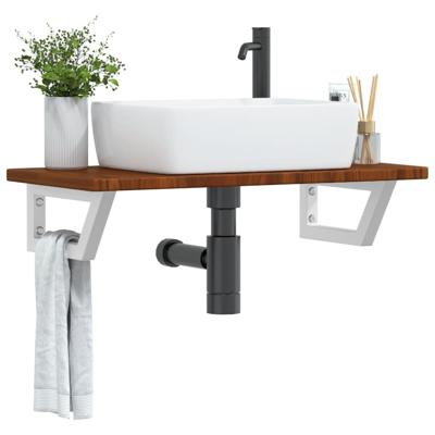 Badkamer wandschap staal en massief eikenhout