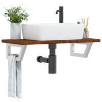 Badkamer wandschap staal en massief eikenhout