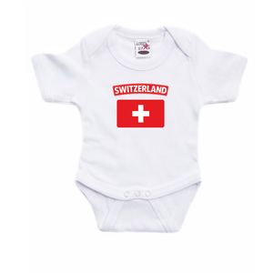 Switzerland romper met vlag Zwitserland wit voor babys