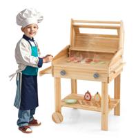 Kinderbarbecue met Barbecue-Accessoires Grill voor Kinderen met Rek en Wielen 25-Delig BBQ Grill Speelset voor Jongens en Meisjes 3+