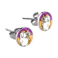 Oorknopjes met Chubby Unicorn Design Chirurgisch staal 316L Oorbellen