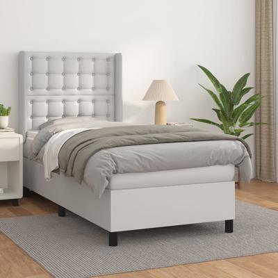 Boxspring met matras kunstleer wit 90x200 cm