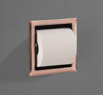 Toilerolhouder SaniClear Copper | Inbouw | Zonder klep | Messing | Vierkant | Koper geborsteld