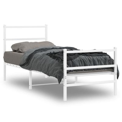 Bedframe met hoofd- en voeteneinde metaal wit 75x190 cm