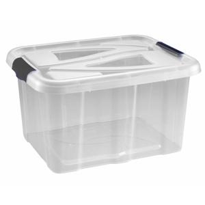 Opbergbox - transparant/zilvergrijs - 30 liter - 49 x 39 x 26 cm - kunststof - opbergdoos