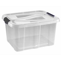 Opbergbox - transparant/zilvergrijs - 30 liter - 49 x 39 x 26 cm - kunststof - opbergdoos Opbergbox - transparant/zilvergrijs - 30 liter - 49 x 39 x 26 cm - kunststof - opbergdoos