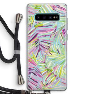Tropical Palms Blue: Samsung Galaxy S10 Plus Transparant Hoesje met koord