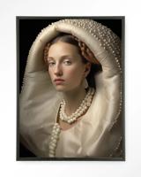 Urban Cotton Wandkleed 'Queen Of Pearls' 145 x 190cm in Floating Frame - black