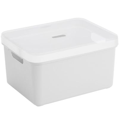 Sunware opbergbox/mand 32 liter wit kunststof met transparante deksel