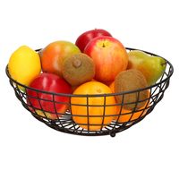 Medium-size fruitschaal Chrome metal zwart rond 28 x 11 cm