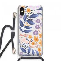 Flowers with blue leaves: iPhone XS Max Transparant Hoesje met koord