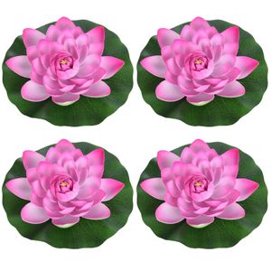 4x Roze drijvende kunst waterlelie bloemen 26 cm