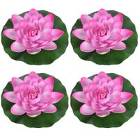 4x Roze drijvende kunst waterlelie bloemen 26 cm - thumbnail