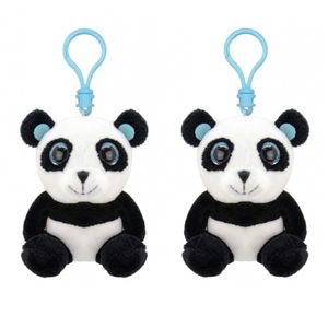 Set van 2x stuks pluche mini panda knuffel sleutelhanger 9 cm