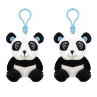 Set van 2x stuks pluche mini panda knuffel sleutelhanger 9 cm