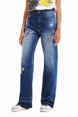 Wide Leg spijkerbroek - BLUE - 42