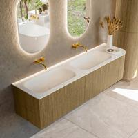 Badmeubel Mondiaz Kurve | 175 cm | Meubelkleur Dusk | Wastafelkleur Talc | Solid surface | Dubbel / Links spoelbak | Zonder kraangat(en)